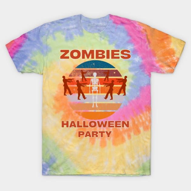 Zombies Halloween party (retro style) T-Shirt by OnuM2018